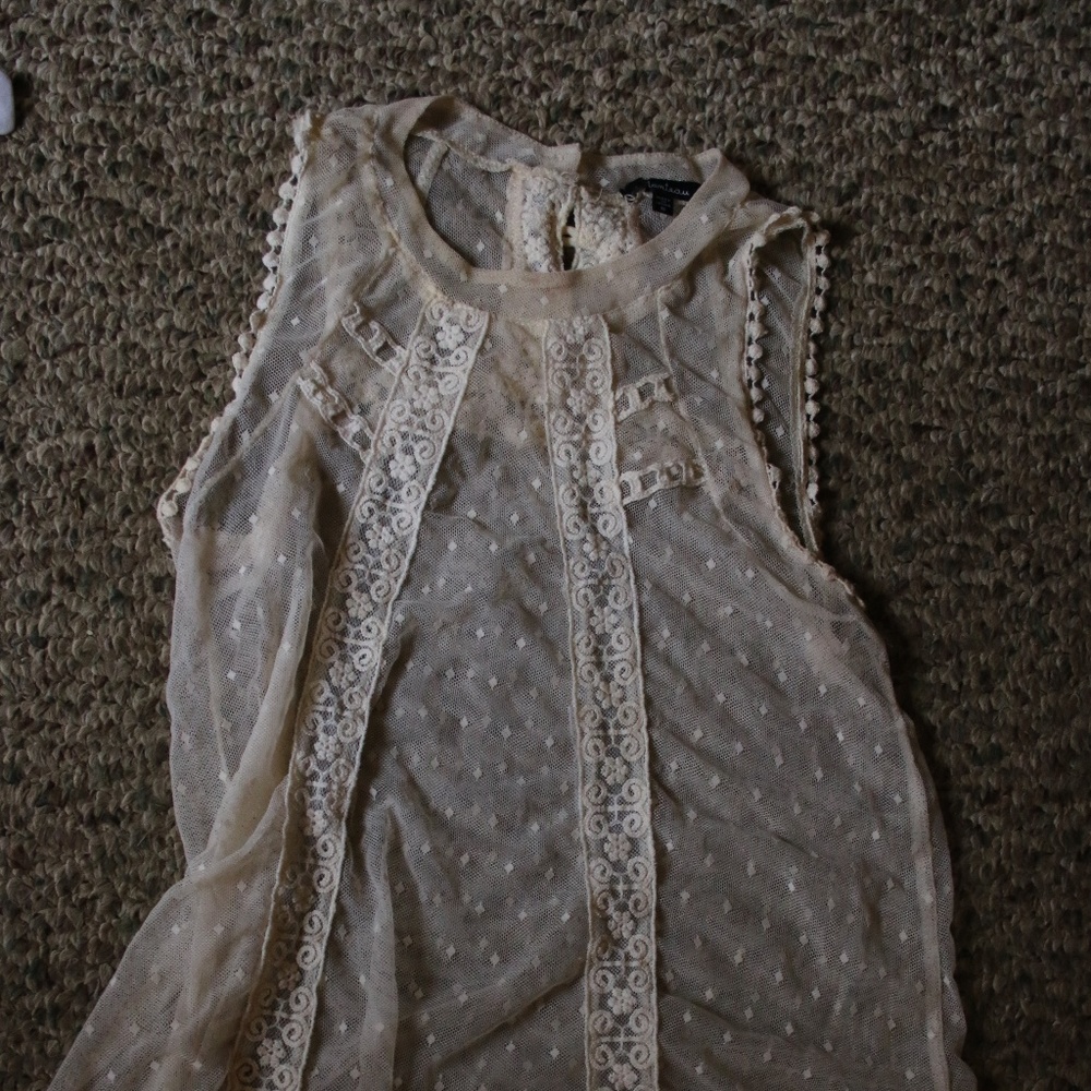 Monteau small tan sheer shirt